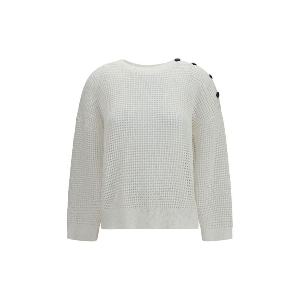 Brunello Cucinelli Women Openwork Sweater With Shoulder Buttons